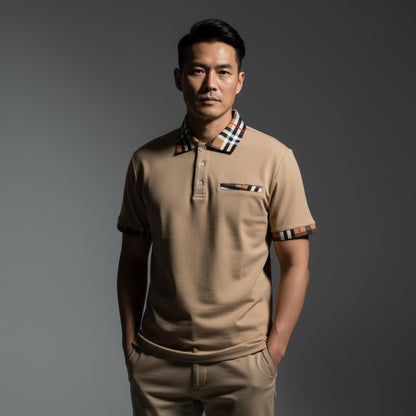 Checkered Plaid Short Sleeve Polo Shirt - ZumBuys