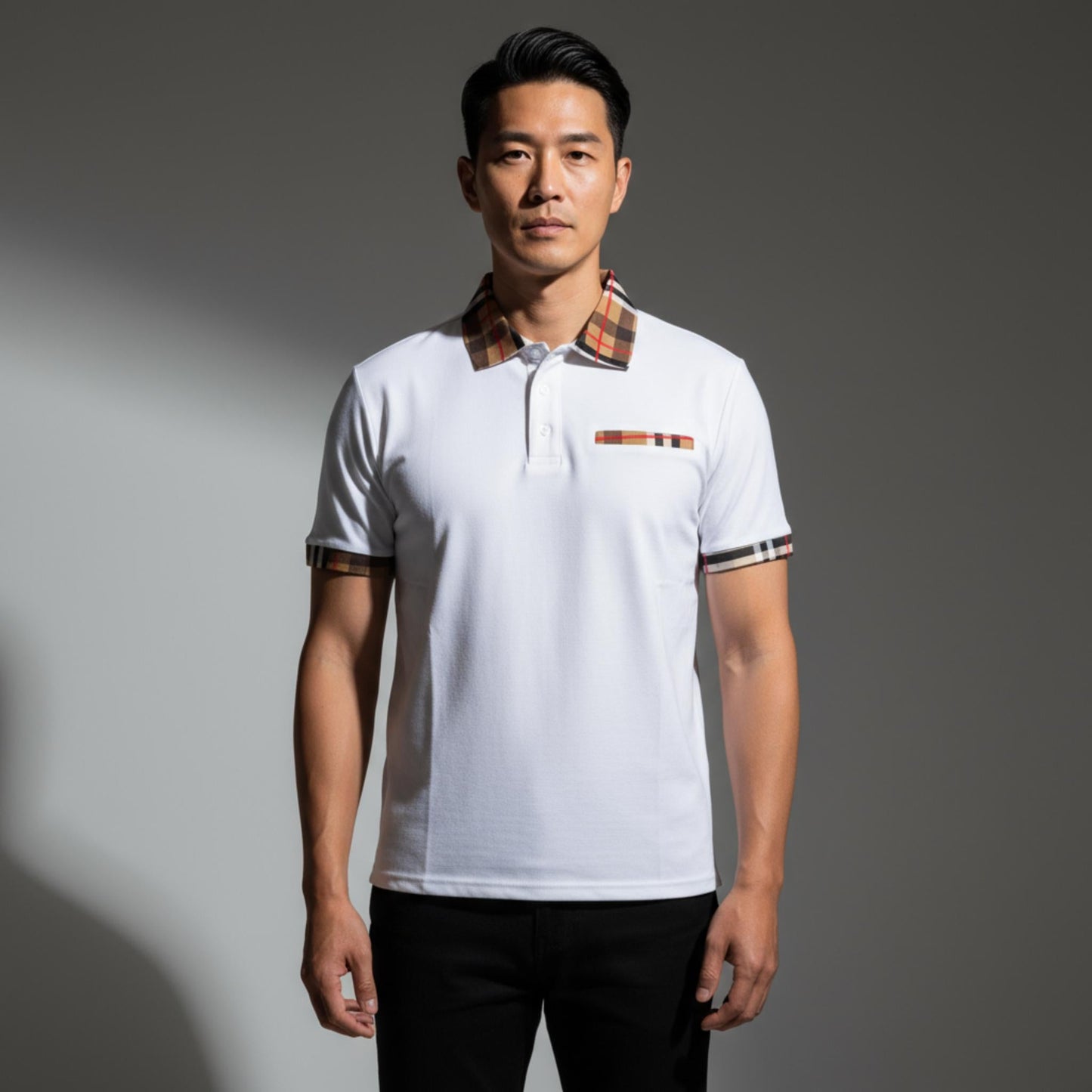 Checkered Plaid Short Sleeve Polo Shirt - ZumBuys