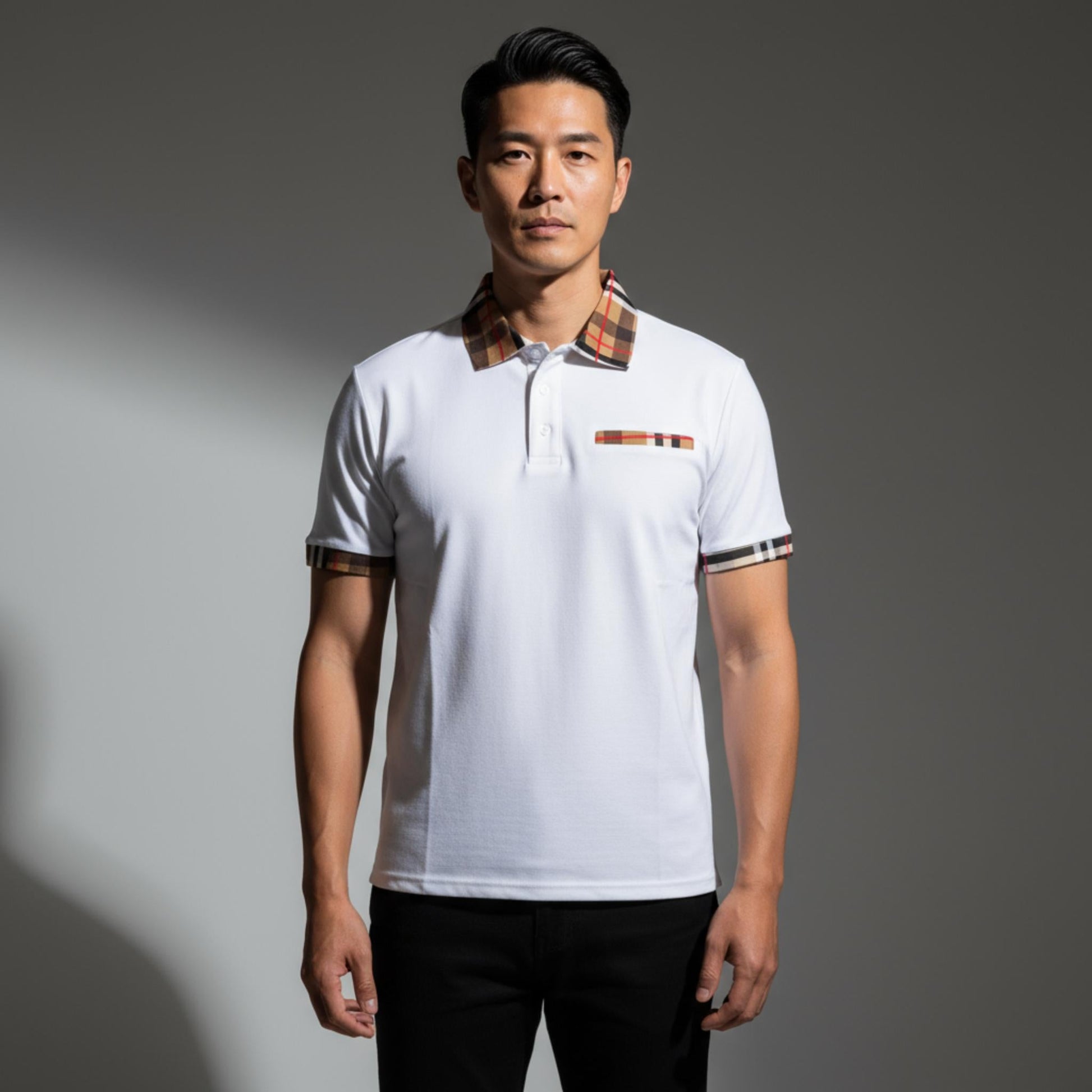 Checkered Plaid Short Sleeve Polo Shirt - ZumBuys