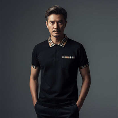 Checkered Plaid Short Sleeve Polo Shirt - ZumBuys