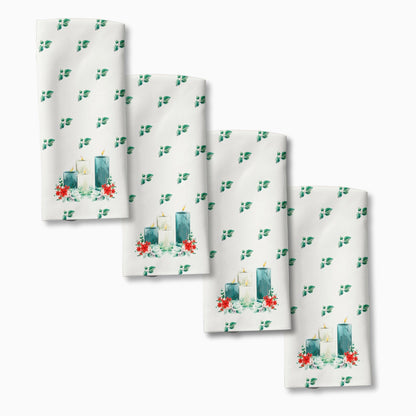 Christmas Candles Cloth Napkin Set of 4 - ZumBuys