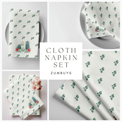 Christmas Candles Cloth Napkin Set of 4 - ZumBuys
