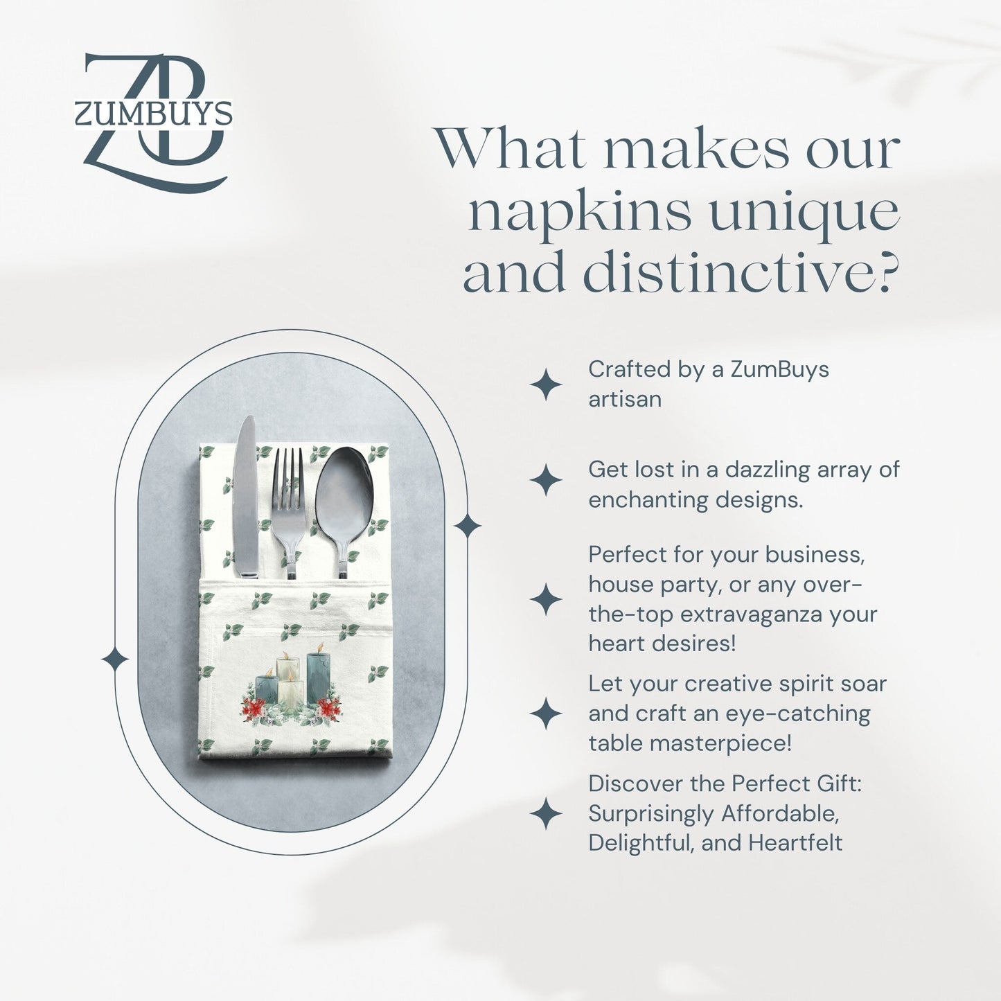 Christmas Candles Cloth Napkin Set of 4 - ZumBuys