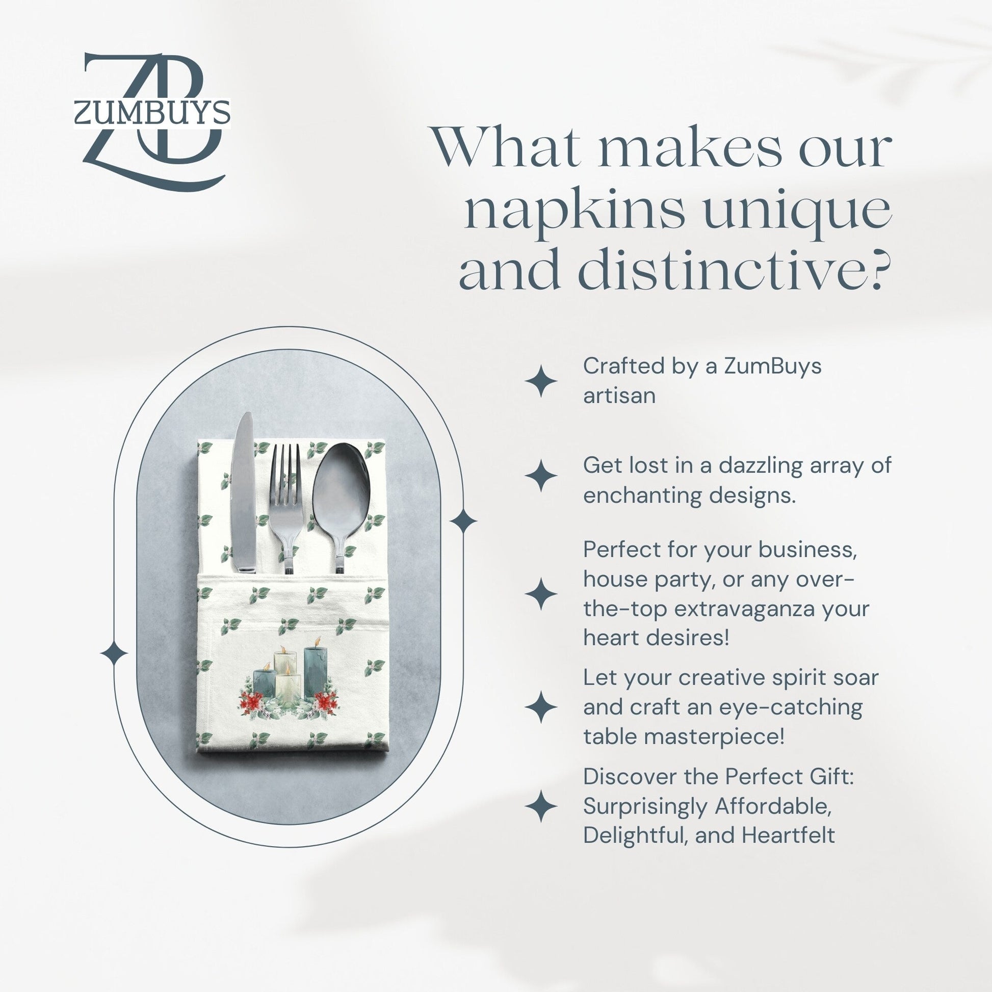 Christmas Candles Cloth Napkin Set of 4 - ZumBuys