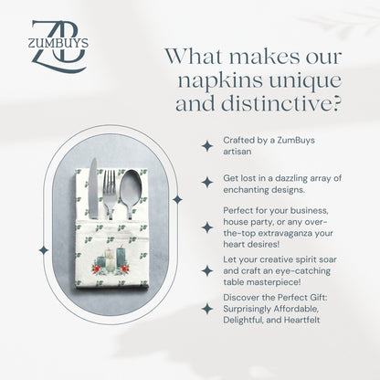 Christmas Candles Cloth Napkin Set of 4 - ZumBuys