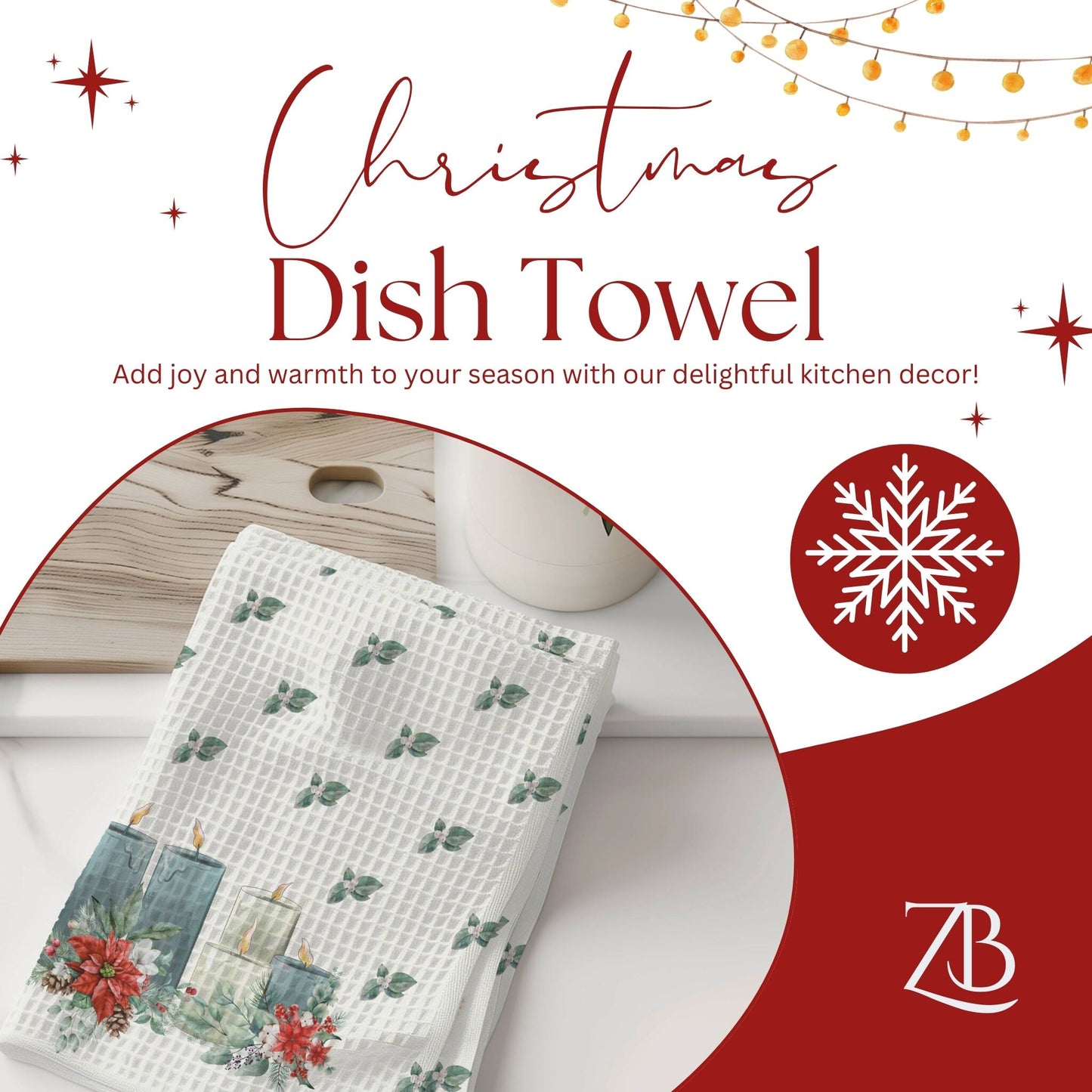 Christmas Candles Dish Towel - ZumBuys