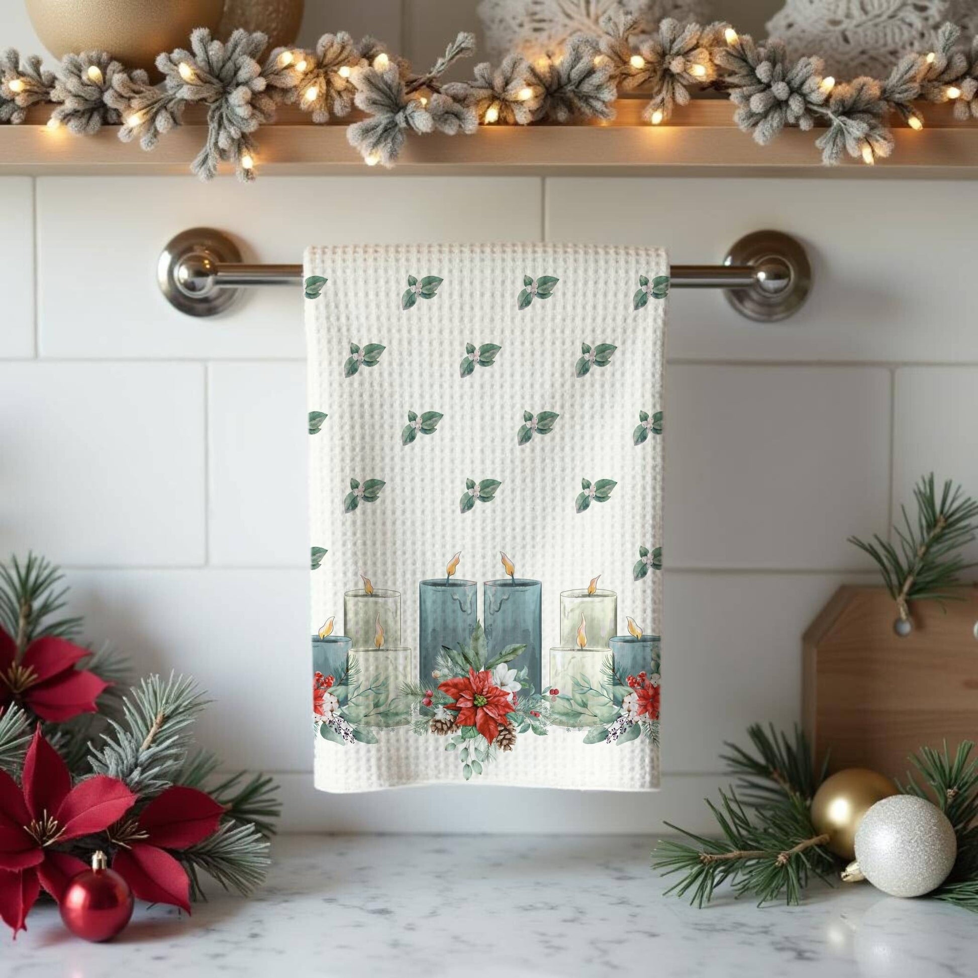 Christmas Candles Dish Towel - ZumBuys