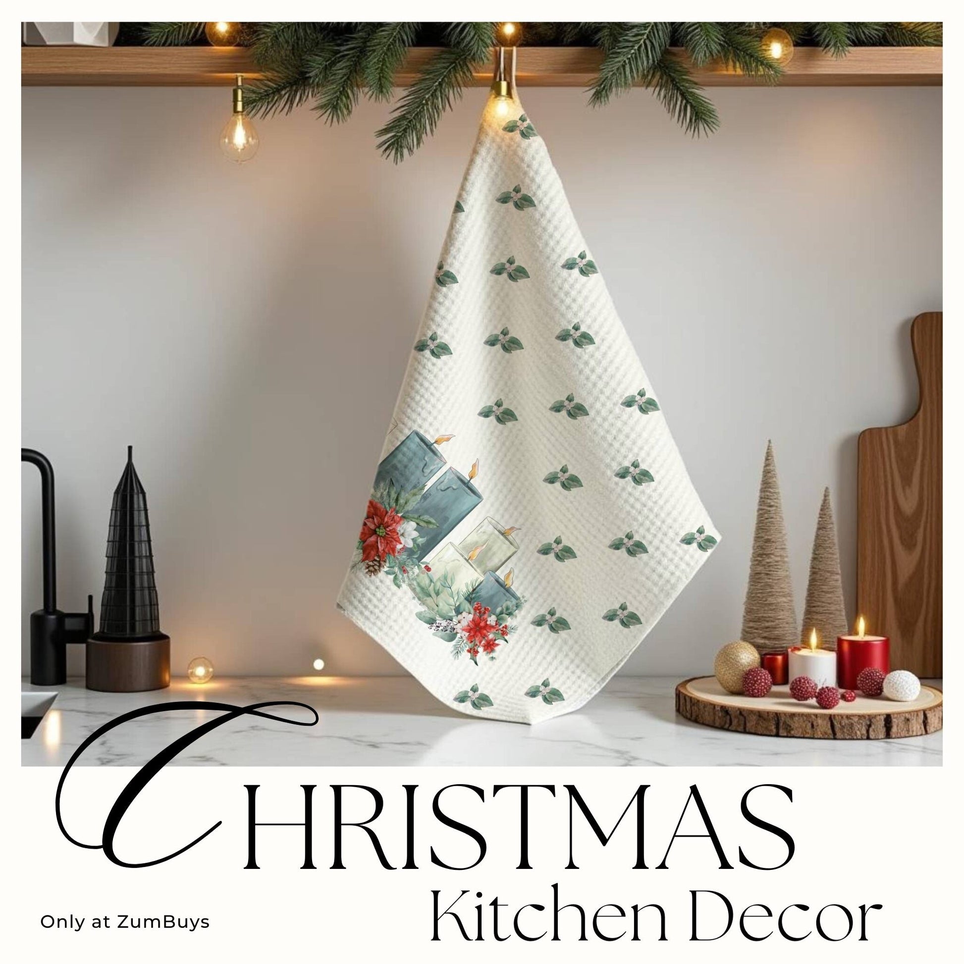 Christmas Candles Dish Towel - ZumBuys