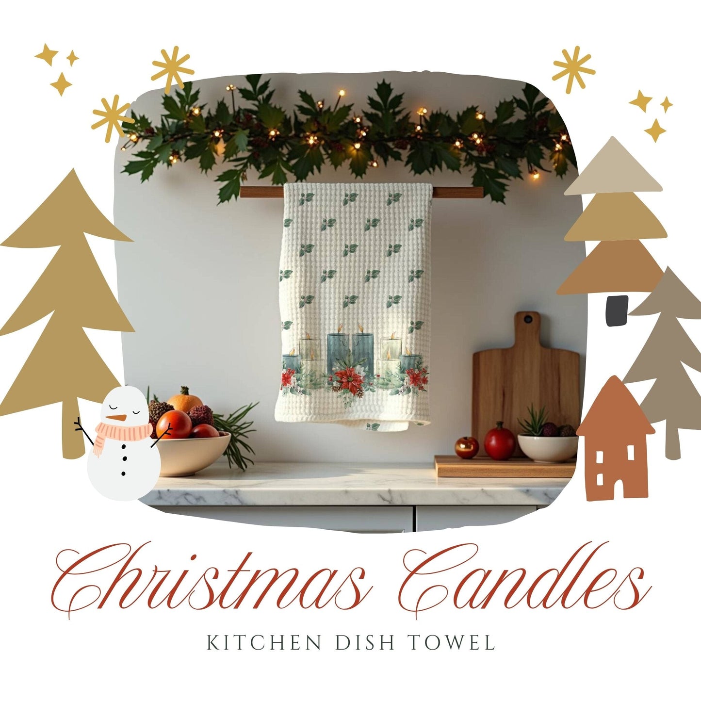 Christmas Candles Dish Towel - ZumBuys