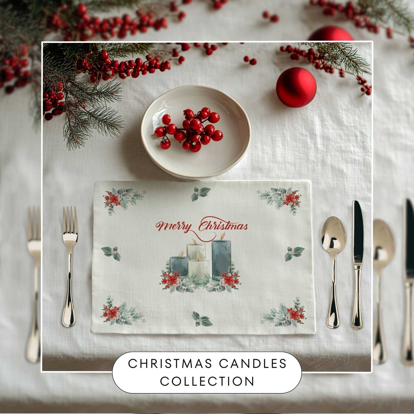 Christmas Candles Placemat, 2pc - ZumBuys