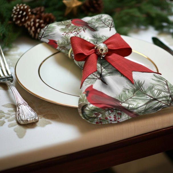 Christmas Cardinals Cloth Napkin Set of 4 - ZumBuys
