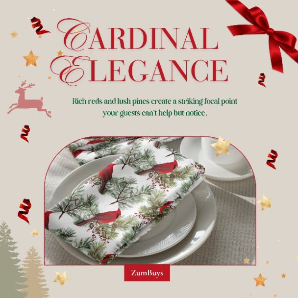 Christmas Cardinals Cloth Napkin Set of 4 - ZumBuys