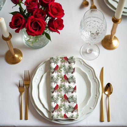 Christmas Cardinals Cloth Napkin Set of 4 - ZumBuys