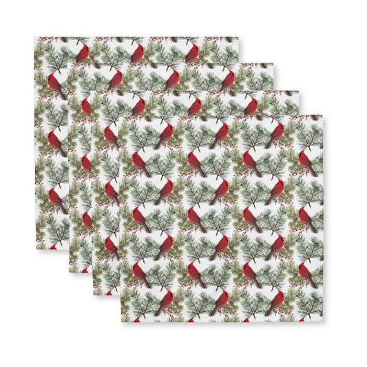 Christmas Cardinals Cloth Napkin Set of 4 - ZumBuys