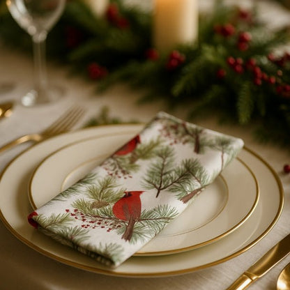 Christmas Cardinals Cloth Napkin Set of 4 - ZumBuys