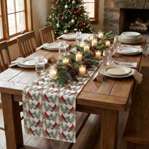 Christmas Cardinals Table Runner (Cotton, Poly) - ZumBuys