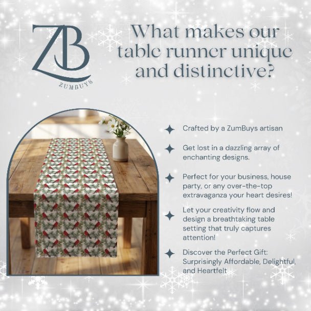 Christmas Cardinals Table Runner (Cotton, Poly) - ZumBuys