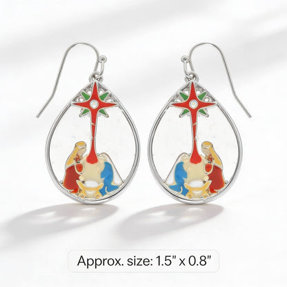 Christmas Nativity Theme Teardrop Earrings - ZumBuys