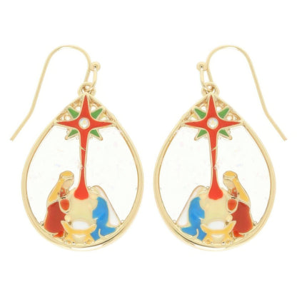 Christmas Nativity Theme Teardrop Earrings - ZumBuys