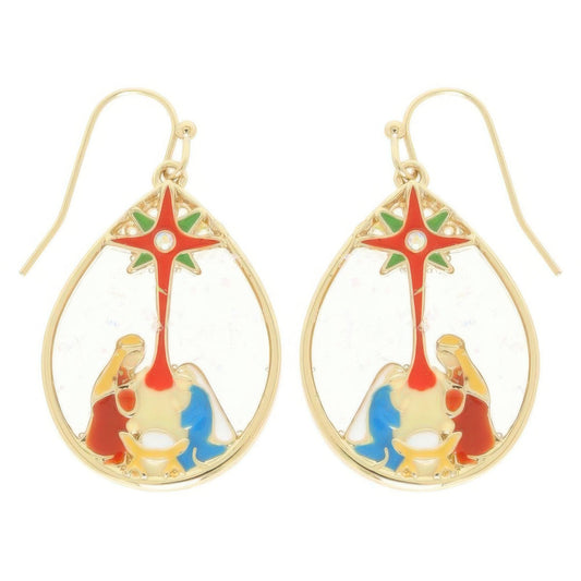 Christmas Nativity Theme Teardrop Earrings - ZumBuys