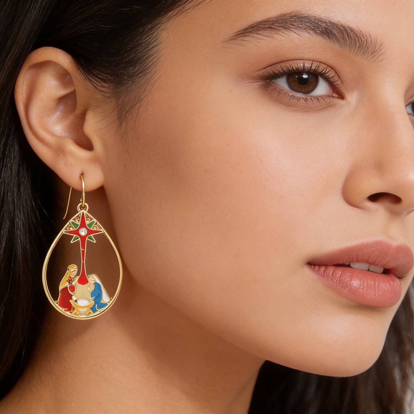 Christmas Nativity Theme Teardrop Earrings - ZumBuys