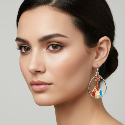 Christmas Nativity Theme Teardrop Earrings - ZumBuys