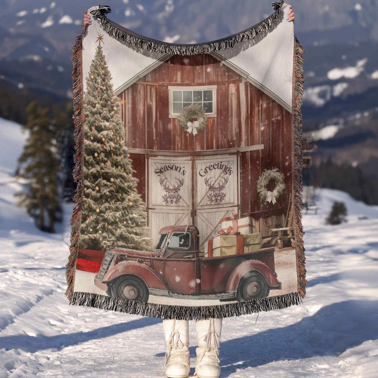 Christmas on the Farm Woven Blankets - ZumBuys