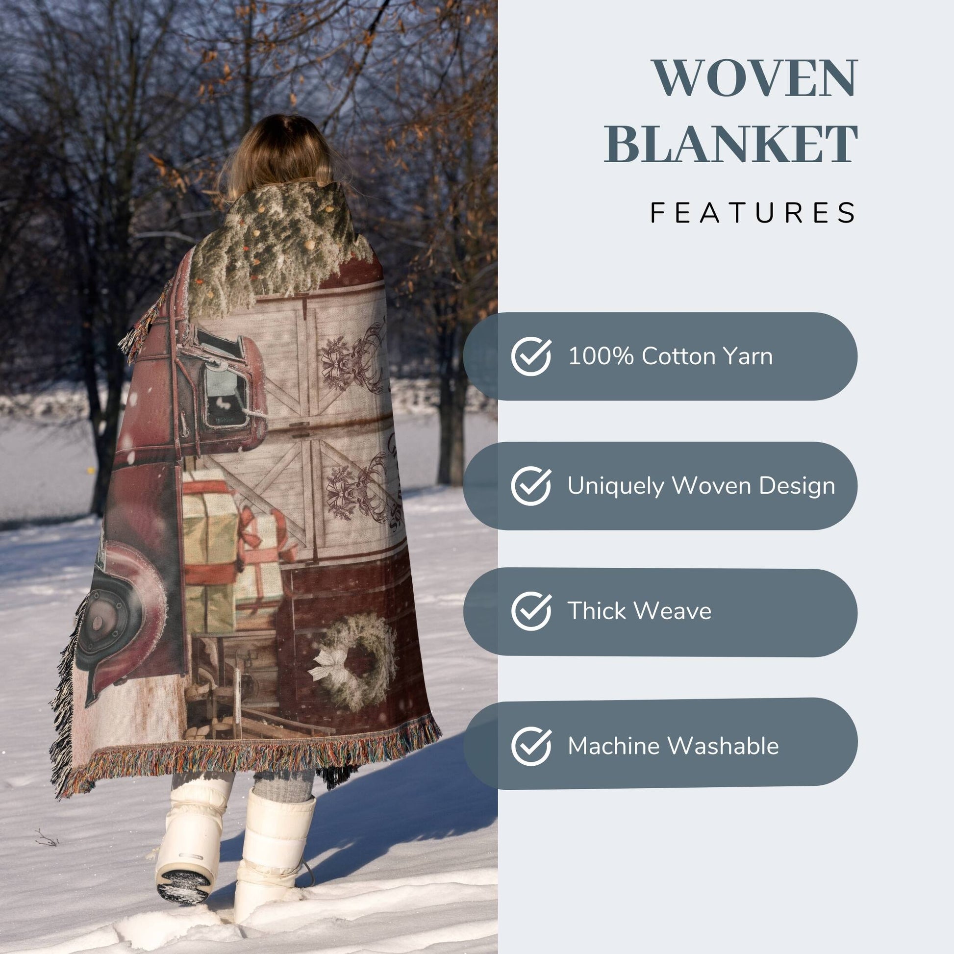 Christmas on the Farm Woven Blankets - ZumBuys