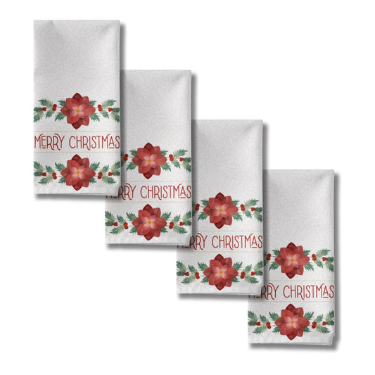 Christmas Poinsettia Cloth Napkins (4PK) - ZumBuys