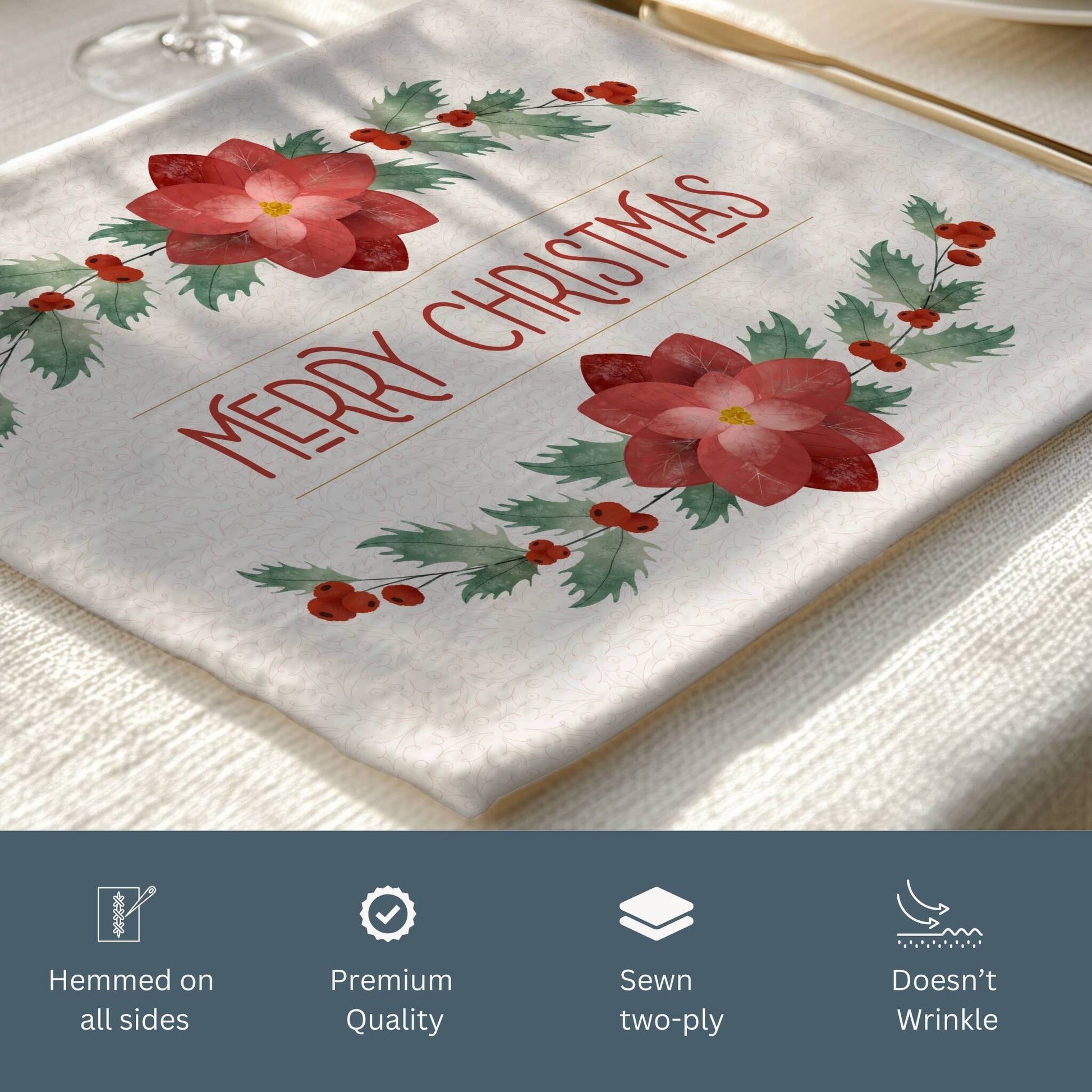 Christmas Poinsettia Placemat, 2pc - ZumBuys