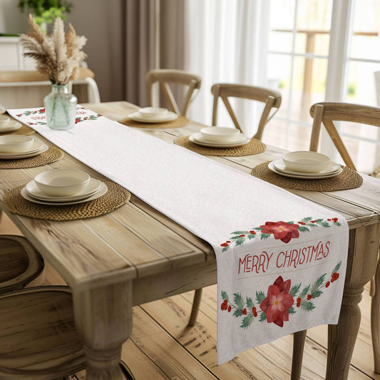 Christmas Poinsettia Table Runner (Cotton, Poly) - ZumBuys