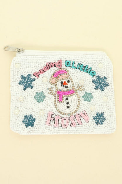 Christmas Snowman Beaded Coin Bag - ZumBuys