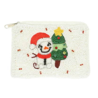 Christmas Theme Jeweled Beaded Coin Bag - ZumBuys