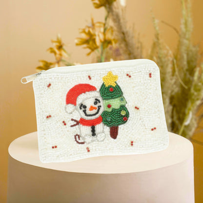Christmas Theme Jeweled Beaded Coin Bag - ZumBuys