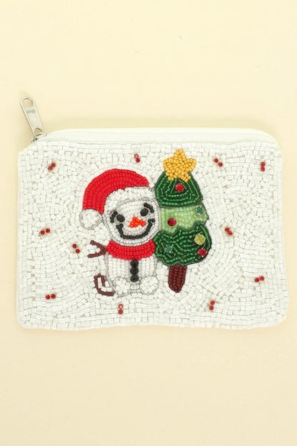Christmas Theme Jeweled Beaded Coin Bag - ZumBuys