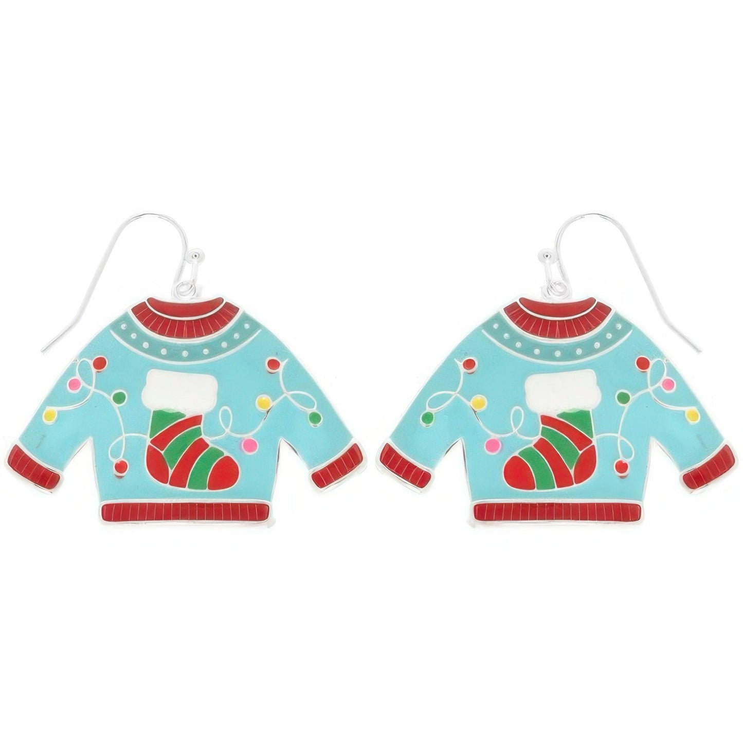 Christmas Theme Ugly Sweater Enamel Earrings - ZumBuys