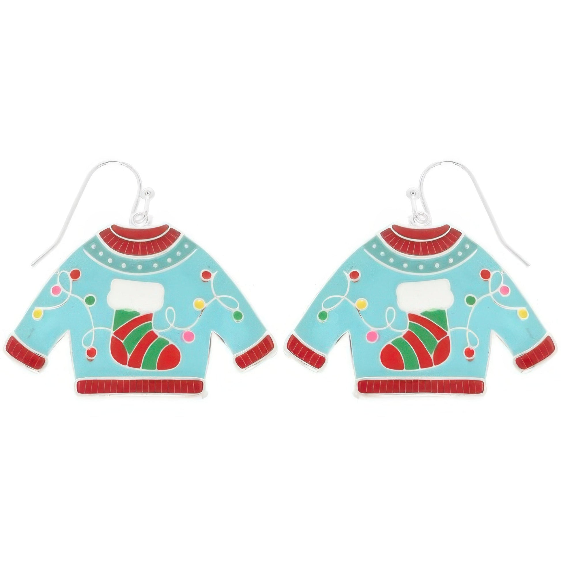Christmas Theme Ugly Sweater Enamel Earrings - ZumBuys