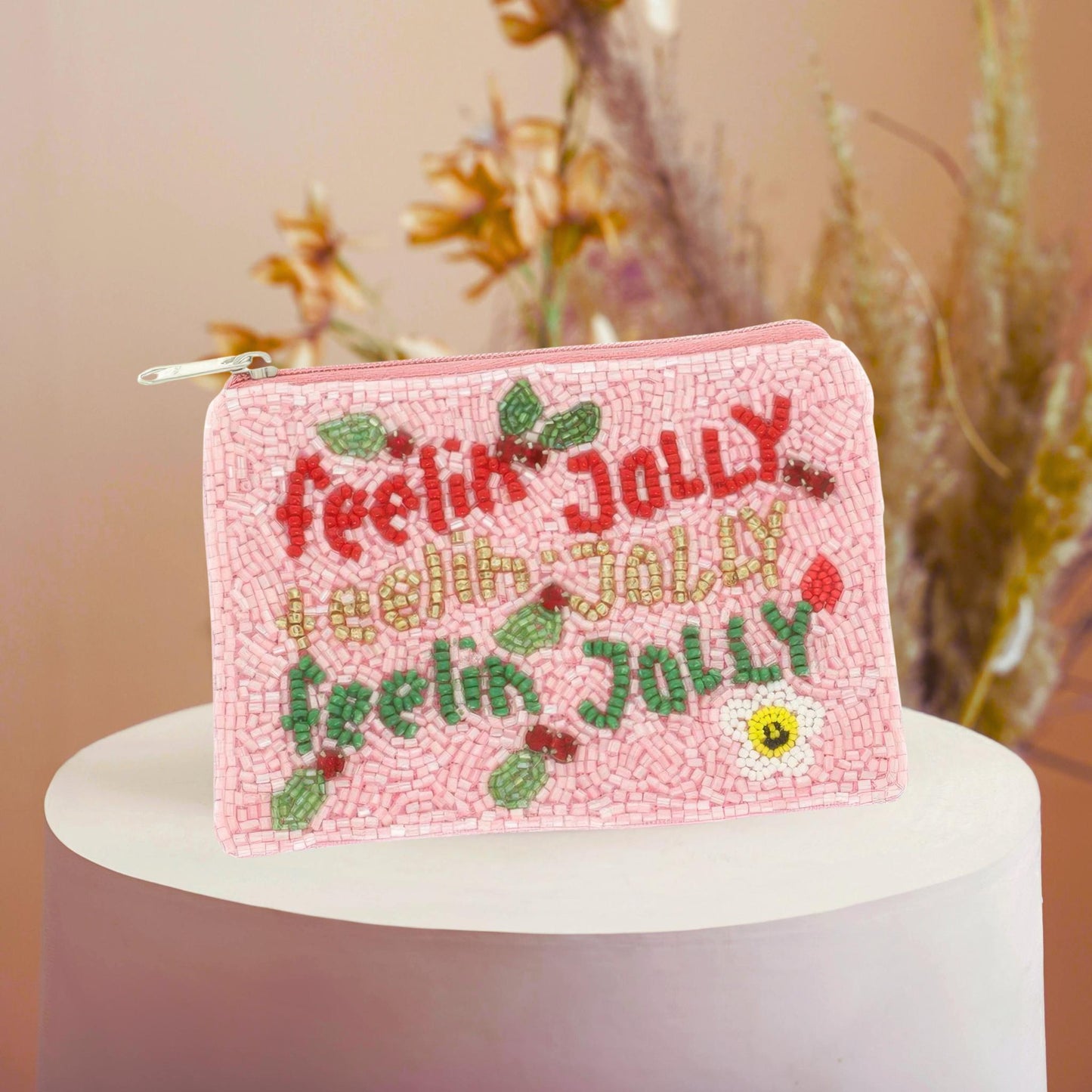 Christmas Themed Beaded Coin Bag - ZumBuys