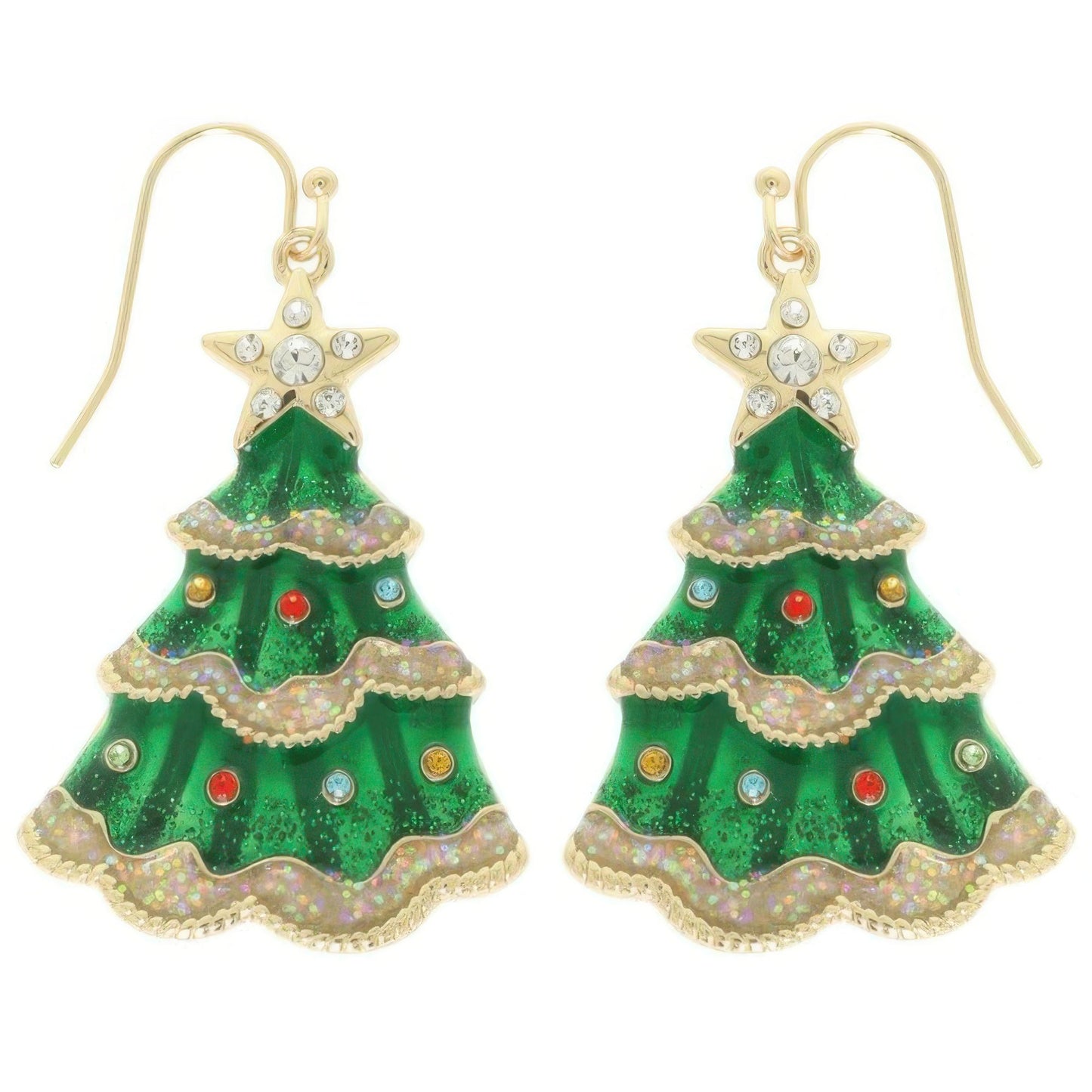 Christmas Tree Enamel Dangle Earrings - ZumBuys