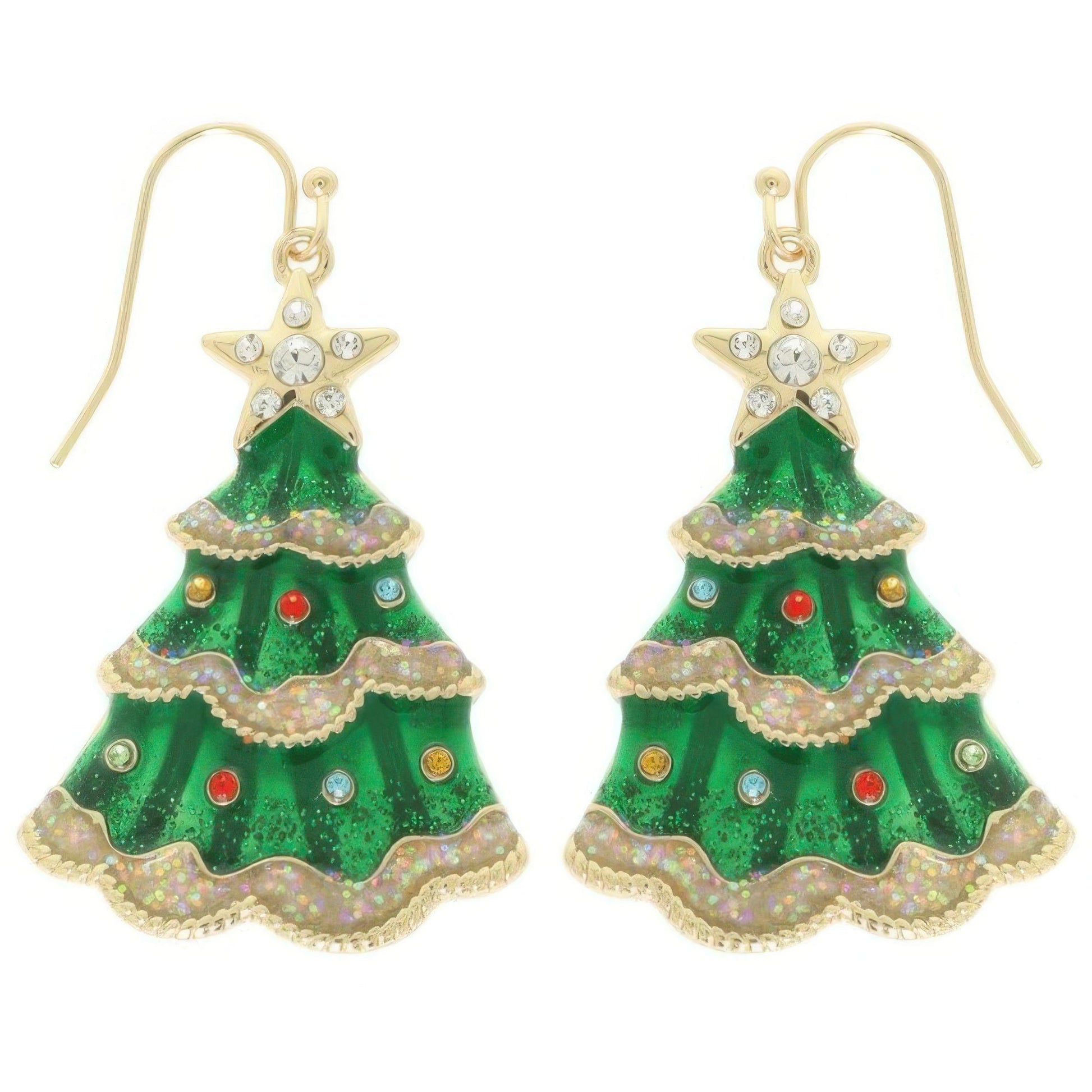Christmas Tree Enamel Dangle Earrings - ZumBuys