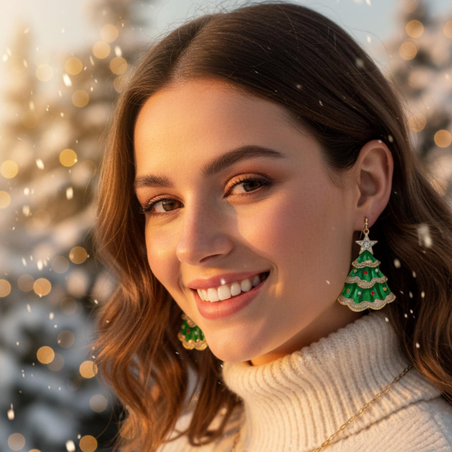 Christmas Tree Enamel Dangle Earrings - ZumBuys