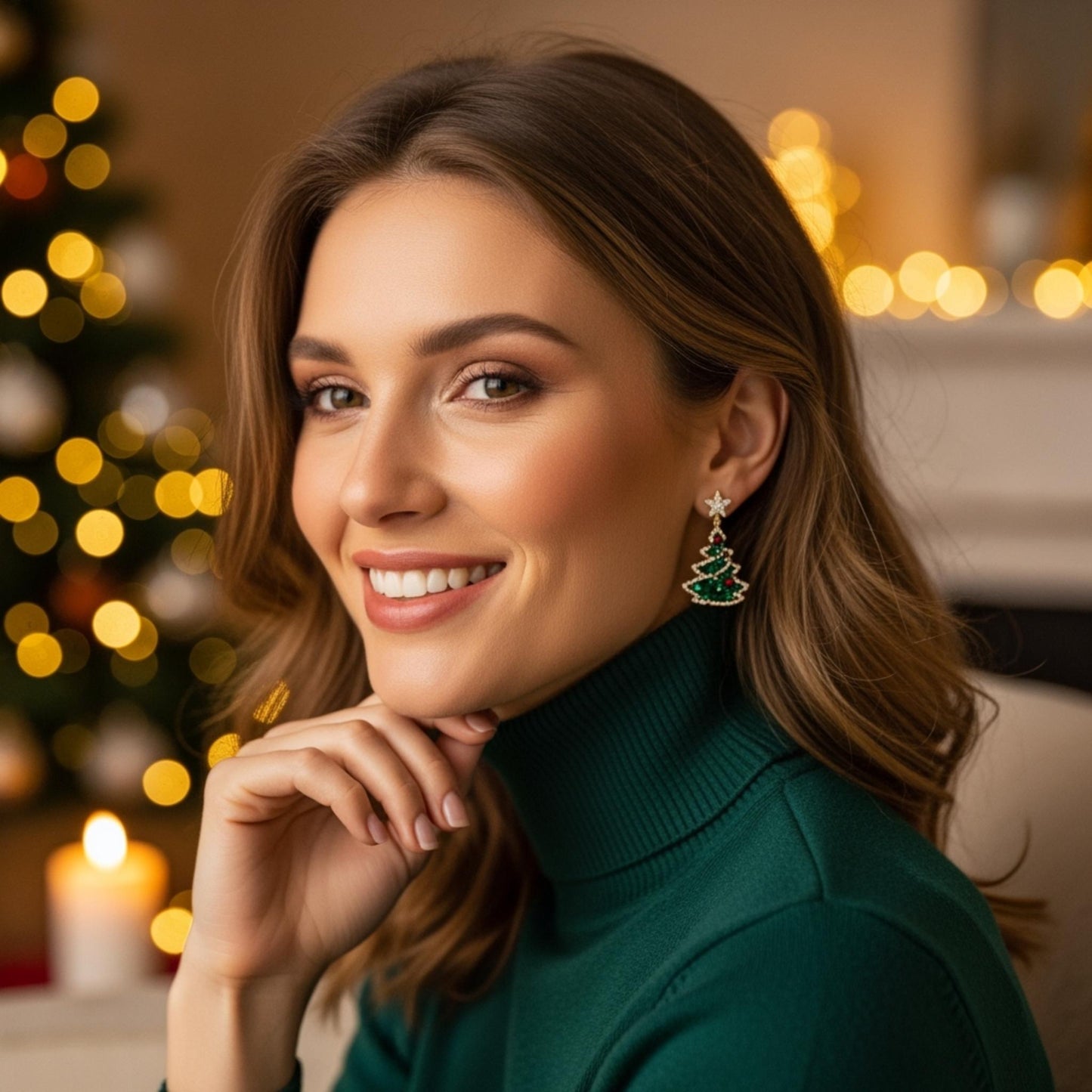 Christmas Tree Enamel Dangle Earrings - ZumBuys