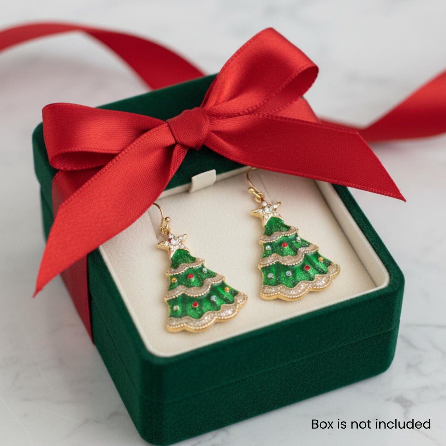 Christmas Tree Enamel Dangle Earrings - ZumBuys
