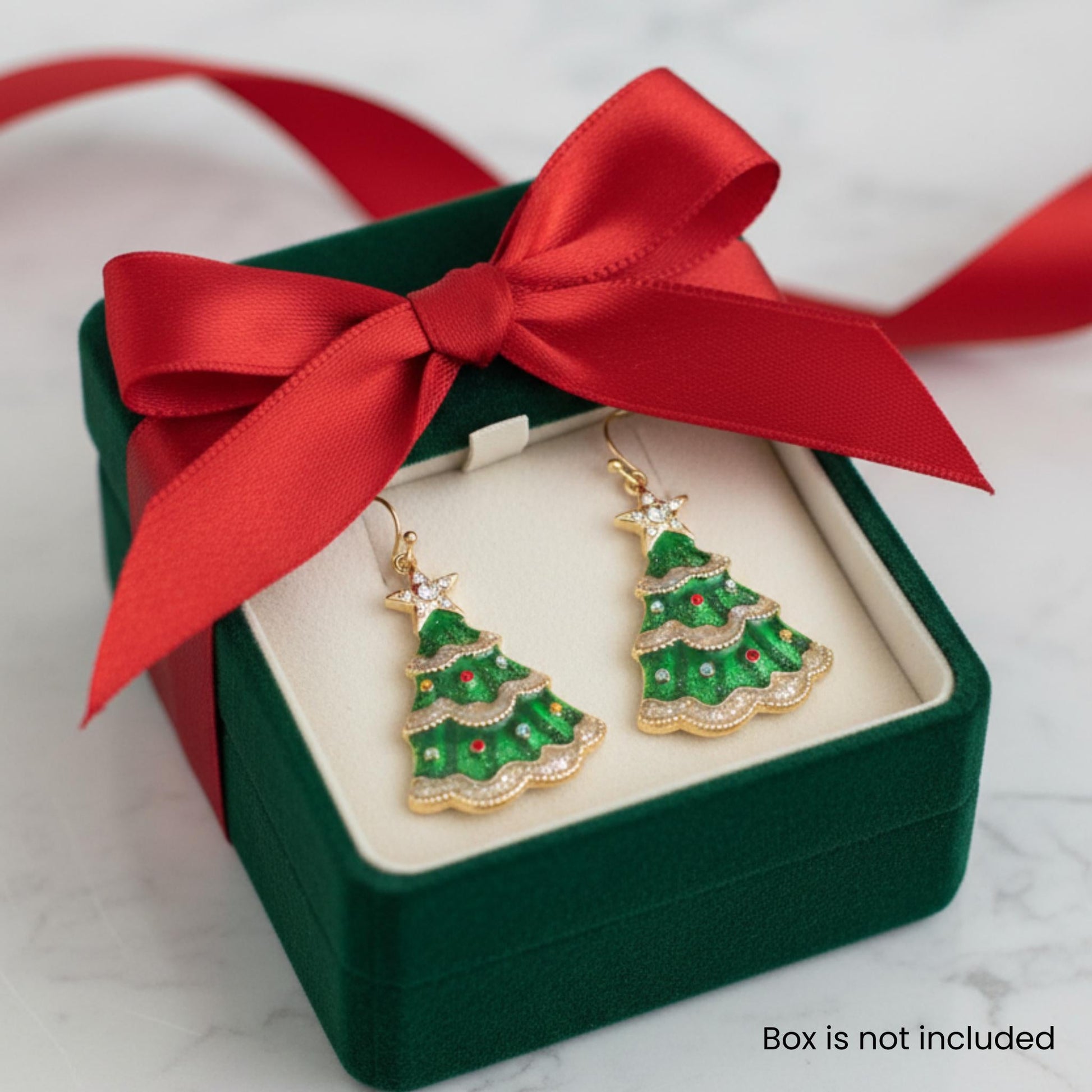 Christmas Tree Enamel Dangle Earrings - ZumBuys
