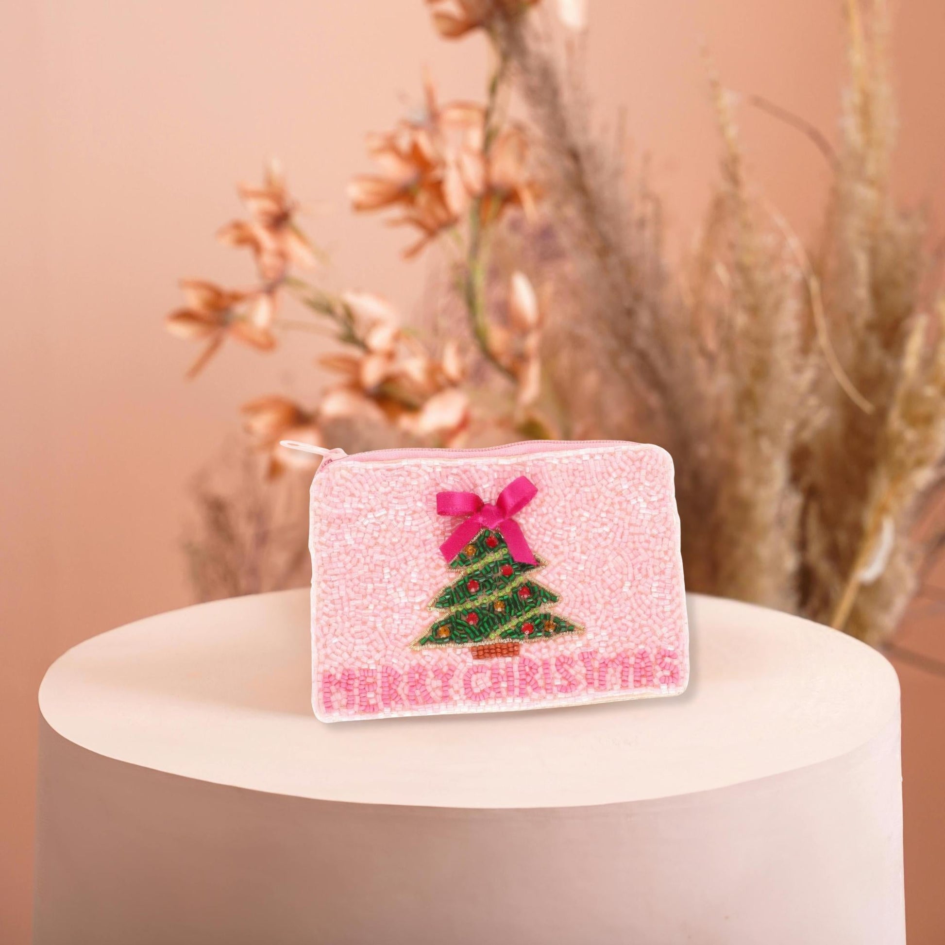 Christmas Tree Seed Beaded Coin Bag - ZumBuys