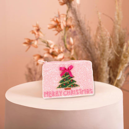 Christmas Tree Seed Beaded Coin Bag - ZumBuys