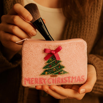 Christmas Tree Seed Beaded Coin Bag - ZumBuys