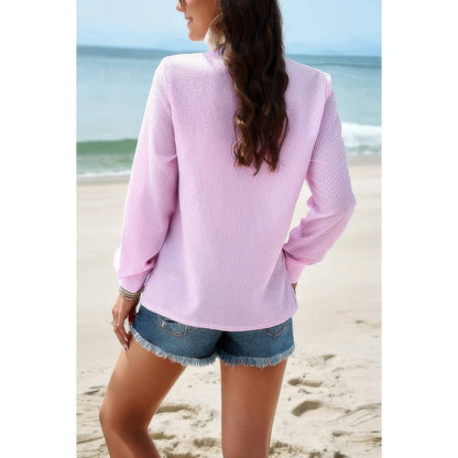 Colorblock Guipure Lace Insert Button Front Shirt - ZumBuys