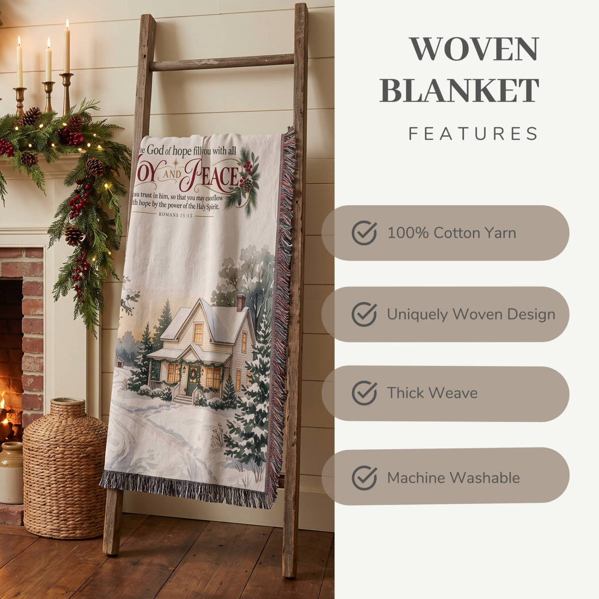 Country Christmas Delight Woven Blanket - ZumBuys