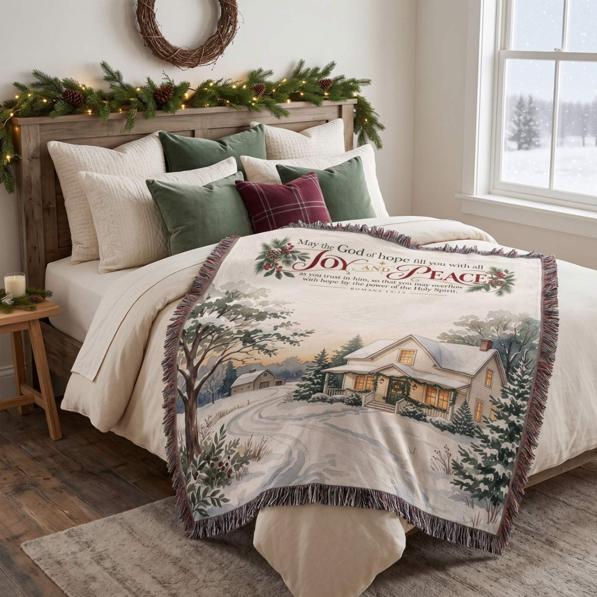 Country Christmas Delight Woven Blanket - ZumBuys